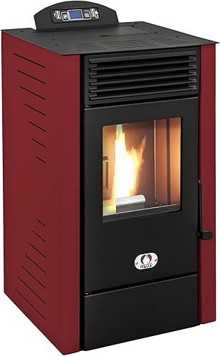 STUFE A PELLET ITALIA California 8 KW | Pelletöfen Effizienz 91% Heizt 70m² Autonomie 20 Std. Programmierbar 5 Geschwindigkeiten und Leistungsstufen Kompaktes Design 24 Monate Garantie Rot - Cheap-Us