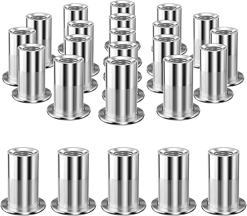 Mesybveo 100 Stück M6 Nietmuttern, Blindnietmuttern aus Edelstahl, Gewinde Rivet Nutsert Flachkopf, Einnietmuttern mit Gewinde, Robust Gewindenieten Senkkopf Für Metall und Kunststoffplatten - Cheap-Us