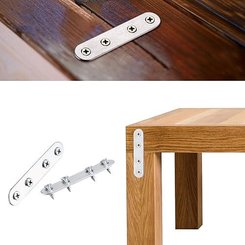 Flachverbinder,20 Stück 77 × 16 × 1.6mm Flachverbinder Edelstahl, Holzverbinder Lochplatte Metall,Edelstahl Silber Verbindungsplatte, Flachwinkel für Verbinder, Flacheisen Gelocht - Cheap-Us