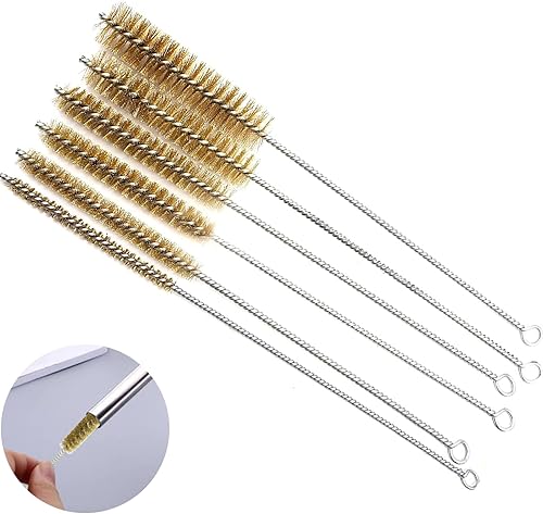 6 Stück Messingrohrreinigungsbürste, Messingdraht-Rohrbürsten 8-25 mm Messing Drahtbürste Set Multifunktionale Reinigungsbürsten mit langem Griff für Rohrrohr Zylinder Bohrungen Reinigung - Cheap-Us
