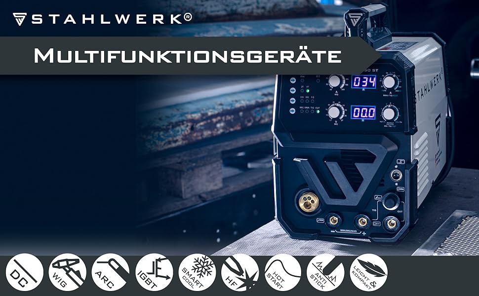 STAHLWERK Kombi-Schweißgerät MTM-200 ST 3-in-1 Schutzgas-Schweißgerät, 200 A, WIG | MIG MAG | MMA