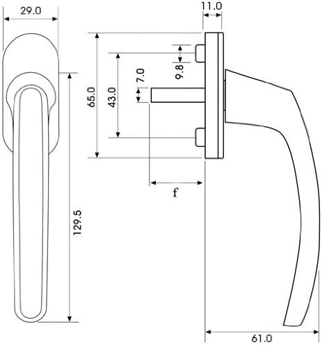 1 Fenstergriff Kunststoff weiß RAL9016 Stiftlänge 38mm inkl. 2 Olivenschrauben - Cheap-Us