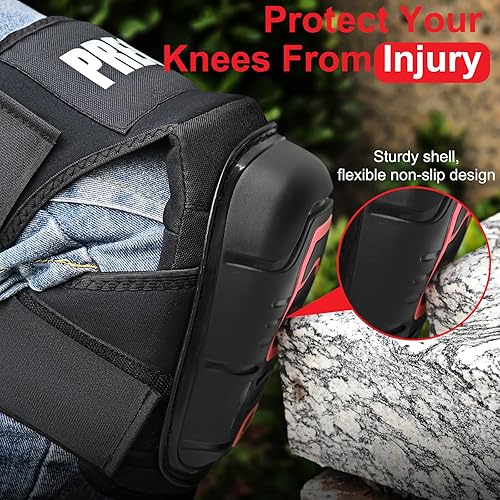 Preciva Knieschoner, Professioneller Knieschutz mit komfortablem Gelkissen Knieschützer Fliesenleger für Arbeit, Handwerk, Bodenbeläge Kniepolster Garten mit starken rutschfesten Gurten - Cheap-Us