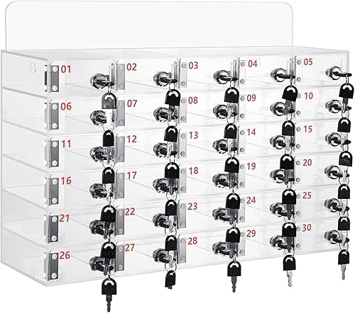 LVRUIEDS Handyaufbewahrung, Persönliche Aufbewahrungsbox Mit 12/15/20/25/30/40 Steckplätzen, Transparentes Handyschließfach Mit Schloss, Desktop-Handy-Aufbewahrungsschrank Für Mitarbeiter(20 Slots) - Cheap-Us