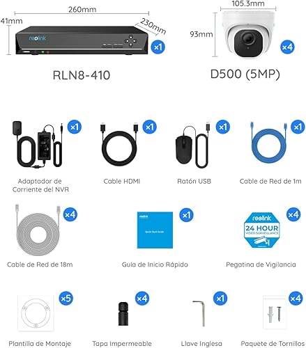 Reolink 5MP Überwachungskamera Set, 4X 5MP PoE IP Kamera Überwachung Aussen und 8CH 2TB HDD NVR für 24/7 Videoüberwachung, Nachtsicht, RLK8-520D4-5MP (Generalüberholt) - Cheap-Us