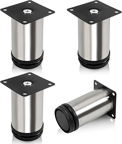 4er Set Möbelfüße Verstellbar in Silbernen, Höhenverstellbare Füße für Möbel, 100 mm Furniture Feet - Cheap-Us