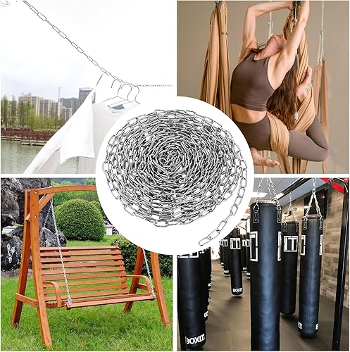 VIDETOL Metall Ketten, 15m 3mm Kette, Oberflächenverzinkung Metallkette zum Aufhängen von Zäunen, Lampenkette, Garagentore, Kette Hängesessel, Schaukelkette - Cheap-Us