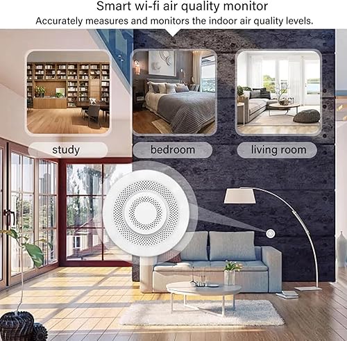 【Smart Air Quality Monitor】WiFi Indoor Air Quality Meter Detects CH2O, CO2, VOC, Temperature and Humidity, APP Control, Thermometer Humidity Monitor For Smart Home Automation - Cheap-Us