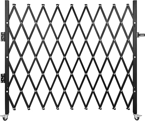VEVOR Einzelnes Faltbares Sicherheitstor, 48 x 66 Zoll Falttürtor, Akkordeon-Sicherheitstor aus Stahl, Flexibel Erweiterbares Sicherheitstor, Rollendes Barrikadentor, Scherentor mit Vorhängeschloss - Cheap-Us