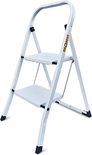Drabest 2 Stufen Tritthocker Stahl Leiter Klappbar Rutschfester Tragehocker Sicherheit Trittleiter - Cheap-Us
