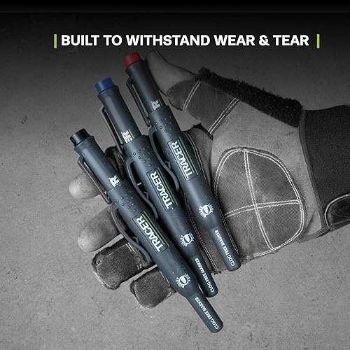 Tracer Verstopfungsfrei Baumarkierungsset. 3 x Markierungsstifte mit Halteclippen (Allzweckmarker, ideal für glänzende und staubige Oberflächen) Markierstift – Schwarz, Rot und Blau - Cheap-Us