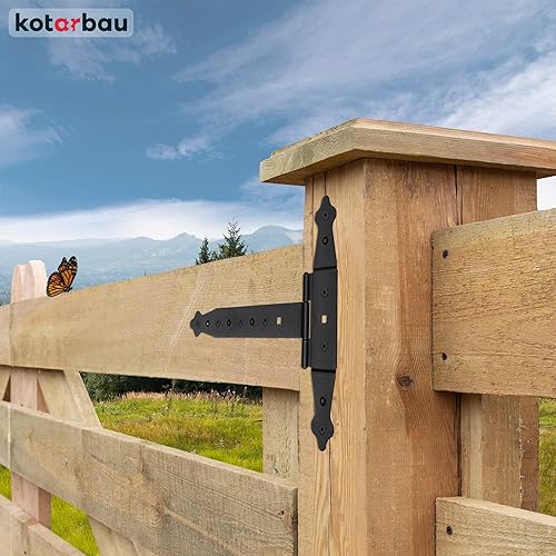 KOTARBAU® Kreuzgehänge Schwarz 250 mm Ladenband Scharnier Schwarz Band Platte Torbeschlag Holzverbindung Werfgehänge Pulverbeschichtet Türscharnier Aussen Tor Scharniere Torbänder - Cheap-Us