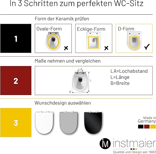 instmaier | D-Form | Toilettendeckel mit Absenkautomatik weiß | Made in Germany | Toilettensitz aus Duroplast | Leicht abzunehmende Toilettenbrille | WC-Sitz stabil bis 250kg - Cheap-Us