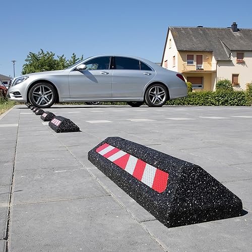 TopRubber® 2X Radstopper in Schwarz, Reflektierend 570x140x75, zum Festschrauben - Cheap-Us