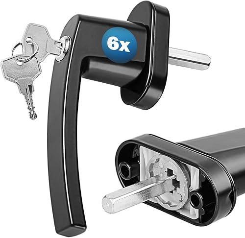 MONZANA® 6X Fenstergriffe Abschließbar mit Schloss Kindersicherung Silber 35mm Stiftlänge 2 Schlüssel Fensterbeschlag Balkon Türgriff Einbruchschutz - Cheap-Us