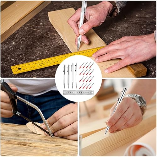 Pilikoll 4 Stück Wolframcarbid Stift mit 16 Ersatz Red Hat Markierspitzen,Stahllineal Anreißnadel Hartmetall mit Magnet Anreißnadel Hartmetall Reißnadel Diamant für Glas, Jade, Kacheln, Spiegel - Cheap-Us