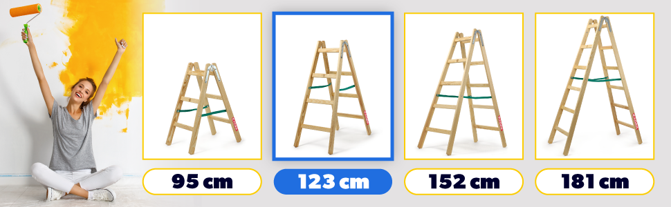 Doppelstufenleiter mit Stahlhaken, Elektrikerleiter, Stehleiter, Haushaltsleiter