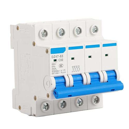 Sicherungsautomat 32A, Leitungsschutzschalter 4 Polig Trennschalter DZ47-63 4P 32A 400V Miniatur RCCB Circuit Breaker Stromschalter Fehlerstromschutzschalter - Cheap-Us