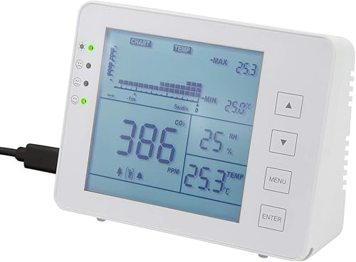 LogiLink SC0115 - CO2-Messgerät/Ampel (CO2-Konzentration 5000-ppm-Bereich) mit Ampel & Alarm für bessere Luftqualität, Temperatur- & Luftfeuchtigkeitsanzeige, weiß - Cheap-Us