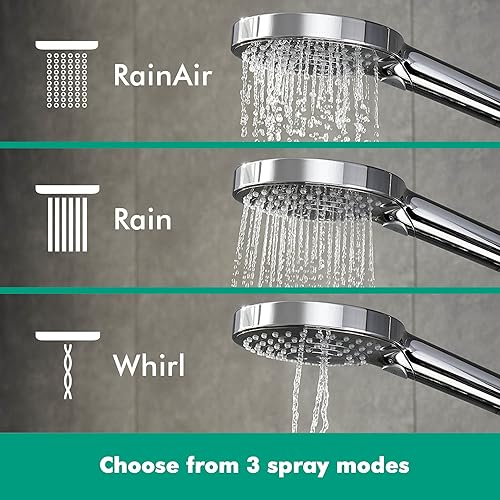 hansgrohe Raindance Select S - Duschkopf, Handbrause mit 3 Strahlarten, runde Duschbrause (150 mm), Brausekopf mit Antikalk-Funktion, Chrom, 28588000 - Cheap-Us