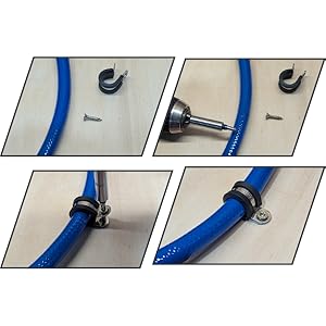 Einfache Montage einer Druckluftleitung, Klemme über die Leitung, mit einer Schraube befestigen.