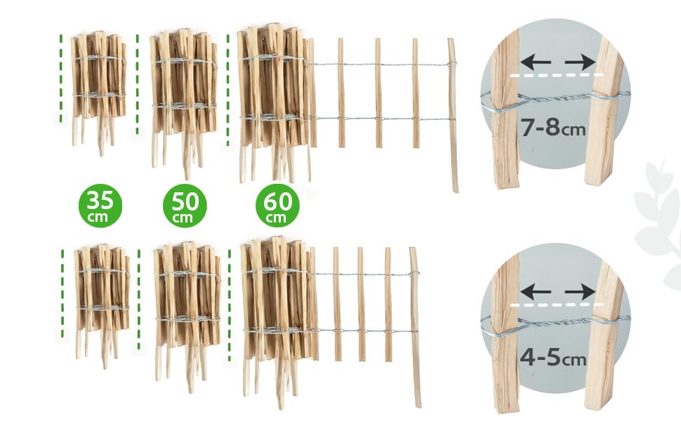 Haselnuss Roll-Steckzaun aus Holz 