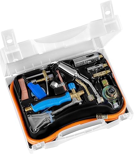 CFH Lötkoffer Turbo Lötprofi LK 2000 - 16-teiliges Lötset zum Hartlöten mit Gas Lötbrenner und Löt Zubehör, Umfangreiches Lötkolben Set im Kunststoffkoffer - Cheap-Us