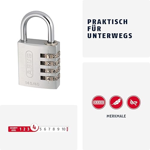 ABUS Zahlenschloss 145/40 Blau - Kofferschloss, Spindschloss u. v. m. - Aluminium-Vorhängeschloss - individuell einstellbarer Zahlencode - ABUS-Sicherheitslevel 4 - Cheap-Us