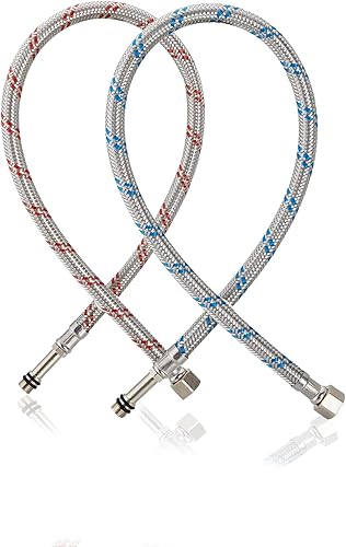 2 Stück Anschlussschlauch Armatur, G3/8 x M10 Geflochtener Edelstahl Anschlussschlauch Panzerschlauch 60cm Wasserhahn Schlauch Verlängerung für Schlauch Wasserhahn Mischbatterie - Cheap-Us
