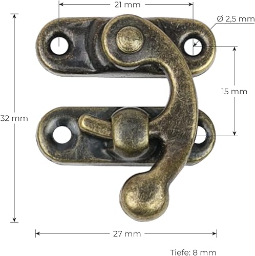 HMF 6492 Vintage Deko Verschluss aus Metall für Geschenkbox | 27 x 32 mm | Bronze - Cheap-Us