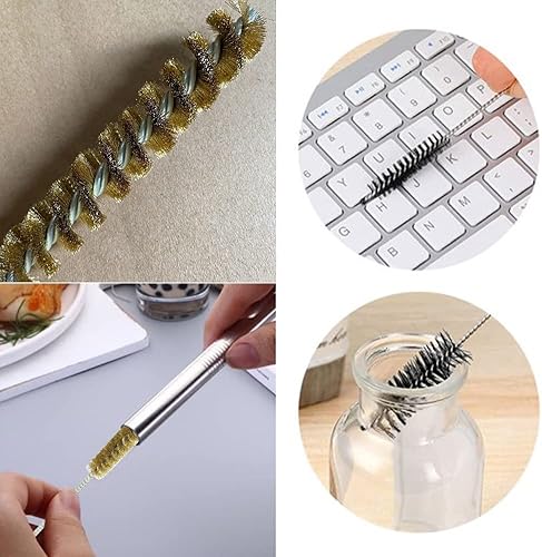 6 Stück Messingrohrreinigungsbürste, Messingdraht-Rohrbürsten 8-25 mm Messing Drahtbürste Set Multifunktionale Reinigungsbürsten mit langem Griff für Rohrrohr Zylinder Bohrungen Reinigung - Cheap-Us