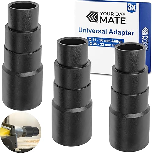 Universal Staubsauger Adapter, 1 Stück, Schwarz, kompatibel mit Bosch, Makita, Kärcher, uvm., 4-stufig mit Ø 41-26 mm Außen, Ø 35-22 mm Innen, Reduzierstück Schlauchadapter, Staubsaugeradapter - Cheap-Us