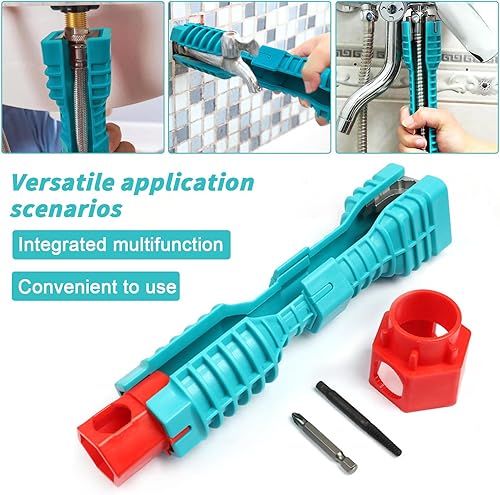 QUVBKZ 24 in 1 Wasserhahnschlüssel Werkzeug, 270 × 52 × 52 mm Waschbecken Installer Schraubenschlüssel Werkzeug, Standhahnmutterschlüssel, für Armaturen, Waschbecken - Cheap-Us