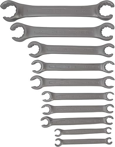 Doppelringschlüssel-Satz für Bremsleitung und Co, offen, DIN 3118 A | 10-tlg. | Leitungsschlüssel Set Nr.240 K | 8-32 mm | CrV | WGB - Cheap-Us