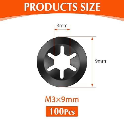 Jeboler 350 Stück Sicherungsscheiben, M3-M12 Klemmscheiben Starlock Unterlegscheiben, Innenzahn Schnellverschluss Klemmring Sicherungsring Set 65 Manganstahl Sicherungsscheibe Sortiment Kit - Schwarz - Cheap-Us
