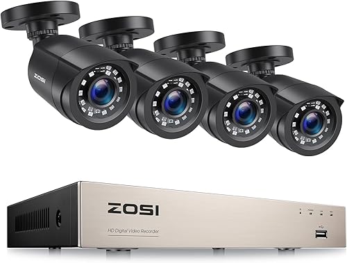 ZOSI 1080P Verkabelt Aussen Überwachungskamera Set ohne Festplatte, 8CH HDMI DVR, 4 Outdoor 2MP Video Sicherheitskamera, IR Nachtsicht, Bewegungsalarm - Cheap-Us