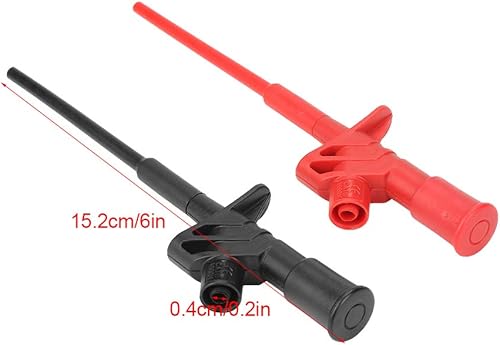 2 PCS Multimeter Kabel Prüfsonde, prüfsonden multimeter,Isolierte 10A Krokodilklemme Prüfsonde mit 4mm Bananenbuchse, Abnehmbare Sonde Multimeter Messspitze Schwarz + Rot - Cheap-Us