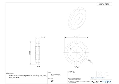 SKF Standard SM, rechte Hand, nicht selbstsperrenden, Stahl, metrisch, M70 Thread Size, 1 - Cheap-Us