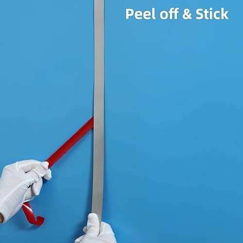 Trimold Wand Trim Molding, Schäl und Stick Edelstahl, Flexible selbstklebende Metall Trim für Spiegelrahmen, Kamin und Mikrowelle Gap Füller, gebürstetes Silber - Cheap-Us