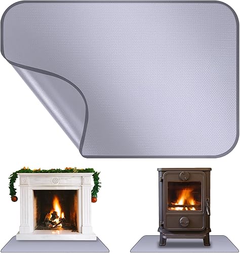 Feuerfeste Kaminmatte 50 x 70 cm | Glasfasersilikon-Hitzeschutzmatte | Feuerfeste Unterlage | Funkenschutzplatte | Bodenmatte | Schützt Böden vor Funken für Kamine Herd, Feuerstelle, Heizungen, Herd - Cheap-Us