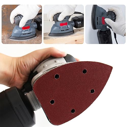AUSTOR 60 stücke Klett-Schleifdreiecke Maus Detail Schleifpapier 5 Loch je 10 x 40 / 60 / 80 / 120 / 180 / 240 Körnung Für Dreieckschleifer Schleifer - Cheap-Us