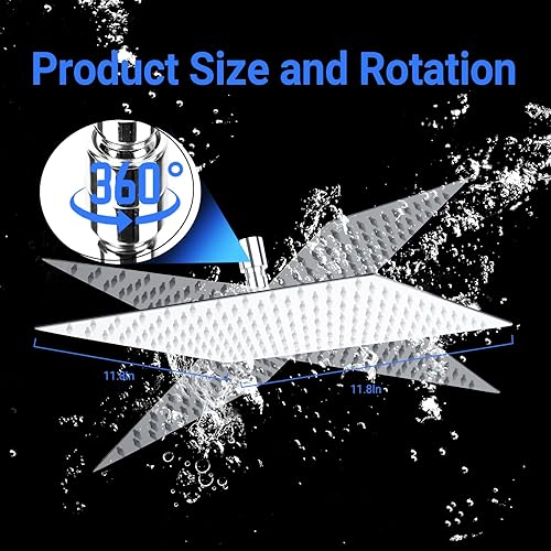 Jmlieben 12 Zoll(30cm) Regenduschkopf Quadratischer Regendusche Duschkopf aus Edelstahl 304 Selbstreinigende Duschkopf Regendusche Brausekopf Chrom (12 Zoll) - Cheap-Us
