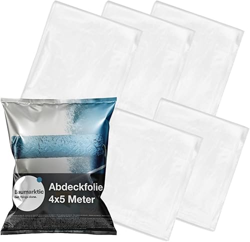 6x Malerplane 4x5 meter - Abdeckfolie - transparent & extra stark - als Malerfolie & Malervlies - Abdeckplane für Umzug & Renovierung - Cheap-Us