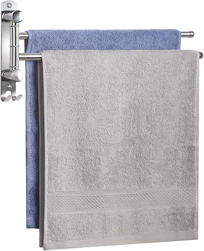 JSVER Handtuchhalter Edelstahl 180° Drehung Badetuchhalter mit 6 armig Schwenkarm Handtuchstange Wandmontage mit Haken Bad Handtuchhaltern für Bad,Küche und Garderobe - Cheap-Us