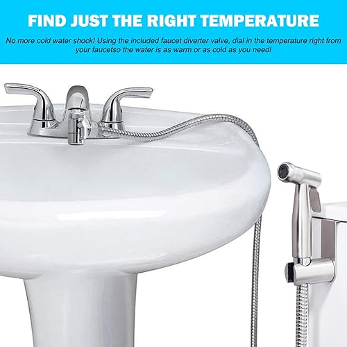 Home Handheld Bidet, Bidet-Toiletten-Set mit Wasserhahn, Schlauch und Anschluss, perfekt zum Haarwaschen oder Reinigen des Waschbeckens (Silber) - Cheap-Us