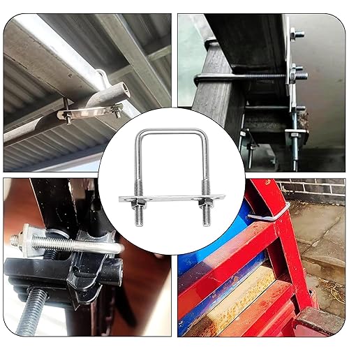 4 Stück Bügelschraube U Schraube M8 U-Bolzen 60x100mm U Bügel Edelstahl Bügelschrauben mit Muttern, Rahmenplatte und Unterlegscheiben für Abschleppen Autos Schiffen Reparatur Rohr Befestigung - Cheap-Us