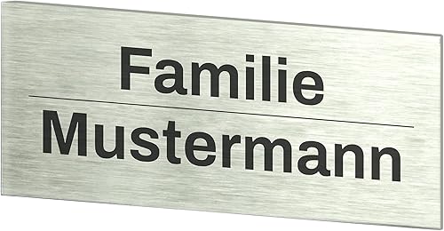 Edelstahl Türschild mit individueller Gravur 9x3,0cm - personalisierte Namenschilder für die Haustür und Briefkasten mit Wunschtext - Klingelschild/Briefkastenschild selbstklebend mit Gravur - Cheap-Us