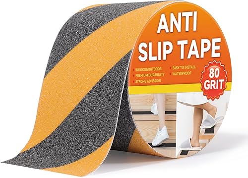 Housolution 10 cm x 10 m Sicherheits Anti-Rutsch Klebeband, Robust Rutschfest Sicherheitswarnband, Stark Klebstoff Wasserdicht Sicherheits Streifen Band Aufkleber für Treppen Innen Außen, Schwarz&Gelb - Cheap-Us