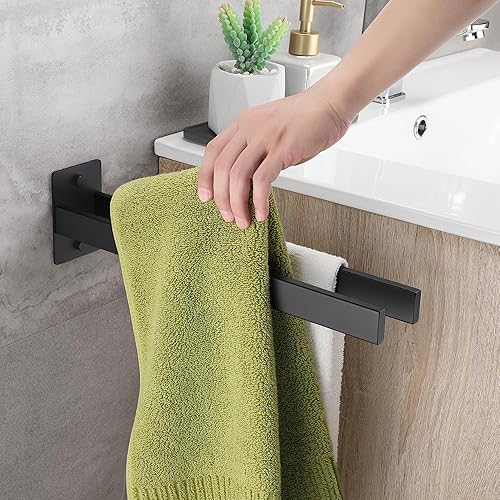 OETAMS Handtuchhalter Ohne Bohren Schwarz Matt Handtuchstange Edelstahl Handtuchhalter Bad Eckig Hantuchhalterung Einarmig Badetuchhalter - Cheap-Us