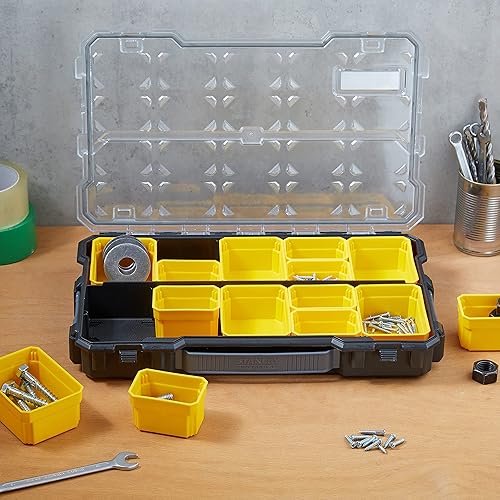 Stanley FatMax Profi-Organizer 2/3 / Zubehörbox (zum Verstauen und Transportieren von Kleinteilen und Zubehör, transparent, kratz-und schlagfest, stapelbar durch Seitenverriegelungssystem) FMST1-75779 - Cheap-Us